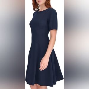 Tommy Hilfiger Navy Fit-and-Flare Midi Dress